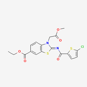 molecular formula C18H15ClN2O5S2 B2523252 (Z)-ethyl 2-((5-chlorothiophene-2-carbonyl)imino)-3-(2-methoxy-2-oxoethyl)-2,3-dihydrobenzo[d]thiazole-6-carboxylate CAS No. 897734-02-0