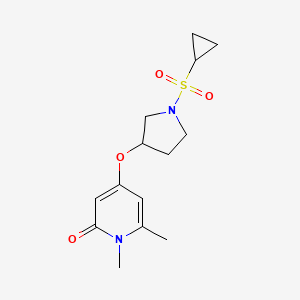 molecular formula C14H20N2O4S B2523256 4-((1-(cyclopropylsulfonyl)pyrrolidin-3-yl)oxy)-1,6-dimethylpyridin-2(1H)-one CAS No. 2034389-25-6