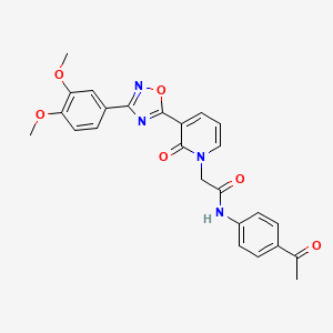 molecular formula C25H22N4O6 B2523258 N-(4-acetylphenyl)-2-(3-(3-(3,4-dimethoxyphenyl)-1,2,4-oxadiazol-5-yl)-2-oxopyridin-1(2H)-yl)acetamide CAS No. 1105225-69-1