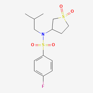 molecular formula C14H20FNO4S2 B2523265 N-(1,1-二氧化四氢噻吩-3-基)-4-氟-N-异丁基苯磺酰胺 CAS No. 898405-57-7