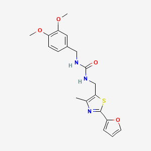 molecular formula C19H21N3O4S B2523266 1-(3,4-Dimethoxybenzyl)-3-((2-(furan-2-yl)-4-methylthiazol-5-yl)methyl)urea CAS No. 1421445-46-6