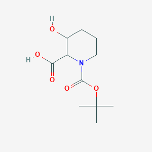 molecular formula C11H19NO5 B2523270 3-Hydroxy-1-[(2-methylpropan-2-yl)oxycarbonyl]piperidine-2-carboxylic acid CAS No. 1367735-71-4