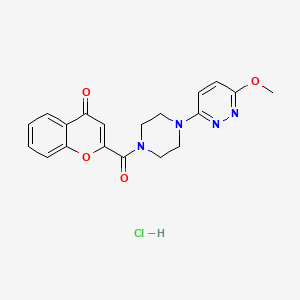 molecular formula C19H19ClN4O4 B2523271 2-(4-(6-methoxypyridazin-3-yl)piperazine-1-carbonyl)-4H-chromen-4-one hydrochloride CAS No. 1189895-28-0