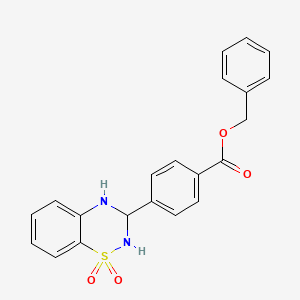 molecular formula C21H18N2O4S B2523285 benzyl 4-(1,1-dioxido-3,4-dihydro-2H-1,2,4-benzothiadiazin-3-yl)benzoate CAS No. 1040680-07-6