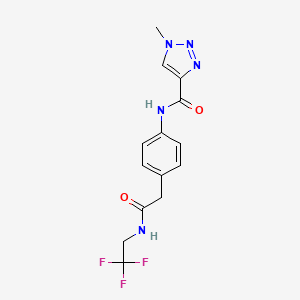molecular formula C14H14F3N5O2 B2523295 1-methyl-N-(4-(2-oxo-2-((2,2,2-trifluoroethyl)amino)ethyl)phenyl)-1H-1,2,3-triazole-4-carboxamide CAS No. 1448076-07-0