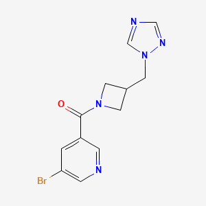 molecular formula C12H12BrN5O B2523297 3-Brom-5-{3-[(1H-1,2,4-Triazol-1-yl)methyl]azetidin-1-carbonyl}pyridin CAS No. 2176200-98-7