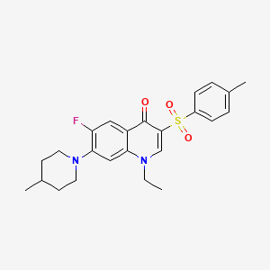 molecular formula C24H27FN2O3S B2523299 1-ethyl-6-fluoro-7-(4-methylpiperidin-1-yl)-3-tosylquinolin-4(1H)-one CAS No. 892762-46-8