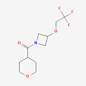 molecular formula C11H16F3NO3 B2523301 (tetrahydro-2H-pyran-4-yl)(3-(2,2,2-trifluoroethoxy)azetidin-1-yl)methanone CAS No. 2034590-92-4