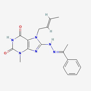 7-[(E)-but-2-enyl]-3-methyl-8-[(2E)-2-(1-phenylethylidene)hydrazinyl]purine-2,6-dione