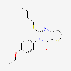 molecular formula C18H22N2O2S2 B2523306 2-Butylsulfanyl-3-(4-ethoxyphenyl)-6,7-dihydrothieno[3,2-d]pyrimidin-4-one CAS No. 686772-61-2