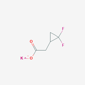 molecular formula C5H5F2KO2 B2523309 Potassium 2-(2,2-difluorocyclopropyl)acetate CAS No. 2137916-98-2