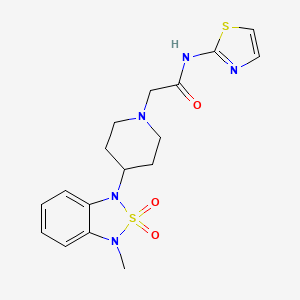 molecular formula C17H21N5O3S2 B2523311 2-(4-(3-甲基-2,2-二氧化苯并[c][1,2,5]噻二唑-1(3H)-基)哌啶-1-基)-N-(噻唑-2-基)乙酰胺 CAS No. 2034510-47-7