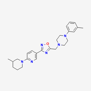 1-(3-Methylphenyl)-4-({3-[6-(3-methylpiperidin-1-yl)pyridin-3-yl]-1,2,4-oxadiazol-5-yl}methyl)piperazine
