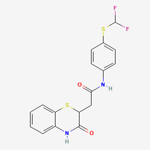 molecular formula C17H14F2N2O2S2 B2523329 N-{4-[(difluoromethyl)sulfanyl]phenyl}-2-(3-oxo-3,4-dihydro-2H-1,4-benzothiazin-2-yl)acetamide CAS No. 305372-97-8