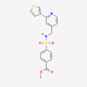 molecular formula C18H16N2O4S2 B2523339 methyl 4-(N-((2-(thiophen-3-yl)pyridin-4-yl)methyl)sulfamoyl)benzoate CAS No. 2034582-20-0