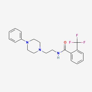 molecular formula C20H22F3N3O B2523344 N-(2-(4-苯基哌嗪-1-基)乙基)-2-(三氟甲基)苯甲酰胺 CAS No. 1049436-72-7