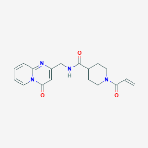 molecular formula C18H20N4O3 B2523357 N-[(4-Oxopyrido[1,2-a]pyrimidin-2-yl)methyl]-1-prop-2-enoylpiperidine-4-carboxamide CAS No. 2361728-41-6