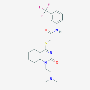 molecular formula C21H25F3N4O2S B2523365 2-((1-(2-(二甲氨基)乙基)-2-氧代-1,2,5,6,7,8-六氢喹唑啉-4-基)硫代)-N-(3-(三氟甲基)苯基)乙酰胺 CAS No. 941936-97-6