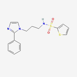 molecular formula C16H17N3O2S2 B2523375 N-(3-(2-phenyl-1H-imidazol-1-yl)propyl)thiophene-2-sulfonamide CAS No. 1421471-82-0