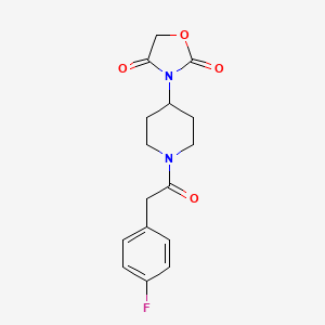 molecular formula C16H17FN2O4 B2523384 3-(1-(2-(4-Fluorophenyl)acetyl)piperidin-4-yl)oxazolidine-2,4-dione CAS No. 2034493-91-7