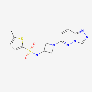 molecular formula C14H16N6O2S2 B2523394 N,5-二甲基-N-(1-{[1,2,4]三唑并[4,3-b]哒嗪-6-基}氮杂环丁烷-3-基)噻吩-2-磺酰胺 CAS No. 2320686-56-2