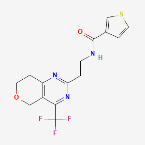 molecular formula C15H14F3N3O2S B2523403 N-(2-(4-(trifluoromethyl)-7,8-dihydro-5H-pyrano[4,3-d]pyrimidin-2-yl)ethyl)thiophene-3-carboxamide CAS No. 2034486-55-8