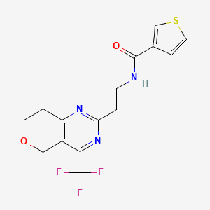 molecular formula C15H14F3N3O2S B2523403 N-(2-(4-(Trifluormethyl)-7,8-dihydro-5H-pyrano[4,3-d]pyrimidin-2-yl)ethyl)thiophen-3-carboxamid CAS No. 2034486-55-8