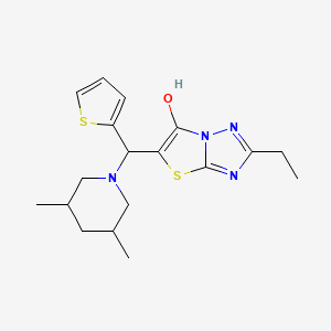 molecular formula C18H24N4OS2 B2523404 5-((3,5-二甲基哌啶-1-基)(噻吩-2-基)甲基)-2-乙基噻唑并[3,2-b][1,2,4]三唑-6-醇 CAS No. 1009234-95-0