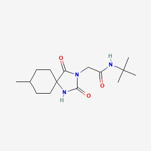 molecular formula C15H25N3O3 B2523414 N-叔丁基-2-{8-甲基-2,4-二氧代-1,3-二氮杂螺[4.5]癸-3-基}乙酰胺 CAS No. 849056-18-4