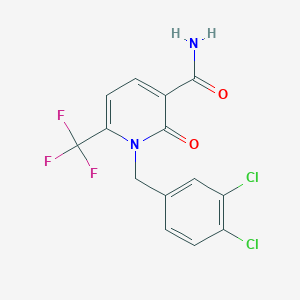 molecular formula C14H9Cl2F3N2O2 B2523418 1-(3,4-Dichlorobenzyl)-2-oxo-6-(trifluoromethyl)-1,2-dihydro-3-pyridinecarboxamide CAS No. 338977-33-6