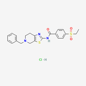 molecular formula C22H24ClN3O3S2 B2523419 N-(5-benzyl-4,5,6,7-tetrahydrothiazolo[5,4-c]pyridin-2-yl)-4-(ethylsulfonyl)benzamide hydrochloride CAS No. 1190015-80-5