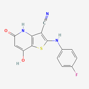 2-(4-Fluoroanilino)-7-hydroxy-5-oxo-4,5-dihydrothieno[3,2-b]pyridine-3-carbonitrile