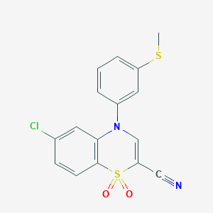 6-chloro-4-(3-(methylthio)phenyl)-4H-benzo[b][1,4]thiazine-2-carbonitrile 1,1-dioxide