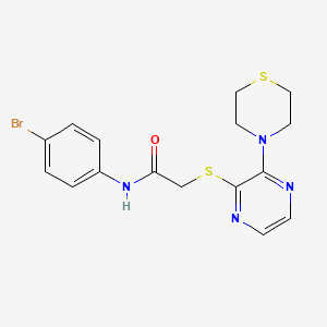 N-(4-bromophenyl)-2-((3-thiomorpholinopyrazin-2-yl)thio)acetamide