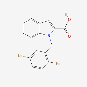 molecular formula C16H11Br2NO2 B2523457 1-[(2,5-Dibromophenyl)methyl]indole-2-carboxylic acid CAS No. 2375260-99-2