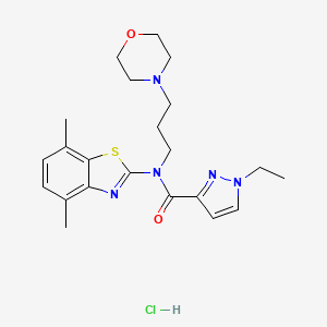 molecular formula C22H30ClN5O2S B2523475 N-(4,7-dimethylbenzo[d]thiazol-2-yl)-1-ethyl-N-(3-morpholinopropyl)-1H-pyrazole-3-carboxamide hydrochloride CAS No. 1190023-23-4