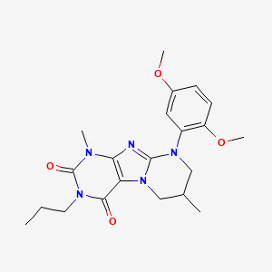 molecular formula C21H27N5O4 B2523478 9-(2,5-dimethoxyphenyl)-1,7-dimethyl-3-propyl-7,8-dihydro-6H-purino[7,8-a]pyrimidine-2,4-dione CAS No. 887696-02-8