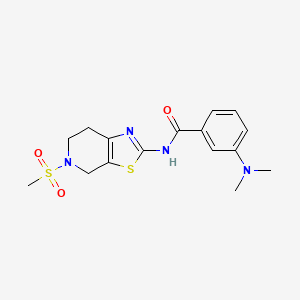 molecular formula C16H20N4O3S2 B2523479 3-(dimethylamino)-N-(5-(methylsulfonyl)-4,5,6,7-tetrahydrothiazolo[5,4-c]pyridin-2-yl)benzamide CAS No. 1421500-41-5