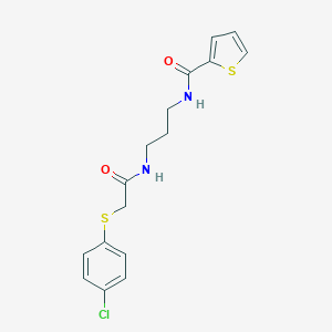 molecular formula C16H17ClN2O2S2 B252348 N-[3-({[(4-chlorophenyl)sulfanyl]acetyl}amino)propyl]thiophene-2-carboxamide 