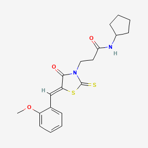 molecular formula C19H22N2O3S2 B2523485 N-cyclopentyl-3-[(5Z)-5-[(2-methoxyphenyl)methylidene]-4-oxo-2-sulfanylidene-1,3-thiazolidin-3-yl]propanamide CAS No. 681480-42-2