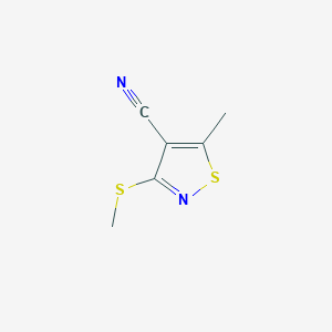 molecular formula C6H6N2S2 B2523496 5-Methyl-3-(methylsulfanyl)-4-isothiazolecarbonitrile CAS No. 82000-50-8