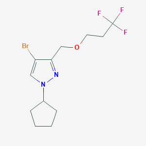 molecular formula C12H16BrF3N2O B2523498 4-bromo-1-cyclopentyl-3-[(3,3,3-trifluoropropoxy)methyl]-1H-pyrazole CAS No. 1855949-30-2