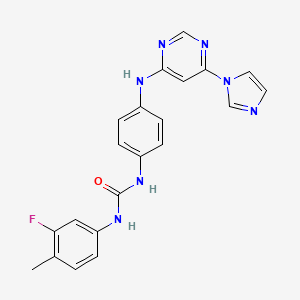 molecular formula C21H18FN7O B2523503 1-(4-((6-(1H-imidazol-1-yl)pyrimidin-4-yl)amino)phenyl)-3-(3-fluoro-4-methylphenyl)urea CAS No. 1170206-64-0