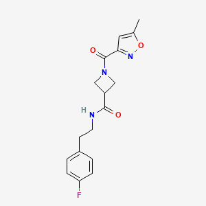 molecular formula C17H18FN3O3 B2523514 N-(4-氟苯乙基)-1-(5-甲基异恶唑-3-羰基)氮杂环丁烷-3-甲酰胺 CAS No. 1351641-24-1