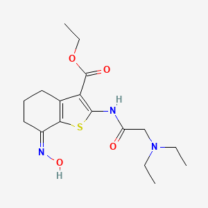 molecular formula C17H25N3O4S B2523523 ethyl (7Z)-2-[(N,N-diethylglycyl)amino]-7-(hydroxyimino)-4,5,6,7-tetrahydro-1-benzothiophene-3-carboxylate CAS No. 309736-25-2