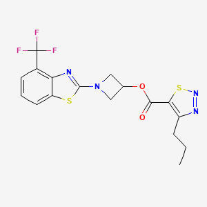 molecular formula C17H15F3N4O2S2 B2523528 1-(4-(三氟甲基)苯并[d]噻唑-2-基)氮杂环丁-3-基 4-丙基-1,2,3-噻二唑-5-羧酸酯 CAS No. 1396860-76-6