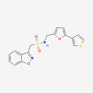 molecular formula C17H14N2O4S2 B2523529 1-(benzo[d]isoxazol-3-yl)-N-((5-(thiophen-3-yl)furan-2-yl)methyl)methanesulfonamide CAS No. 2034254-24-3
