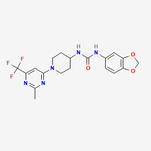 molecular formula C19H20F3N5O3 B2523537 1-(苯并[d][1,3]二氧杂环-5-基)-3-(1-(2-甲基-6-(三氟甲基)嘧啶-4-基)哌啶-4-基)脲 CAS No. 2034260-05-2