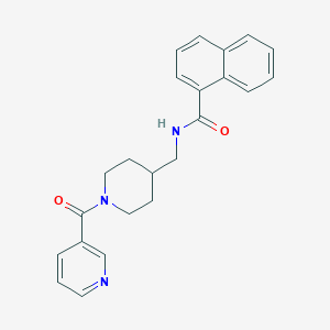 molecular formula C23H23N3O2 B2523541 N-((1-nicotinoylpiperidin-4-yl)methyl)-1-naphthamide CAS No. 1396712-85-8