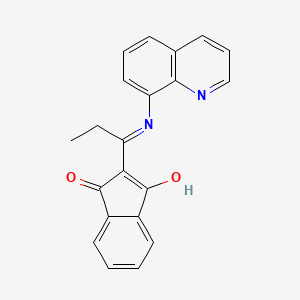 molecular formula C21H16N2O2 B2523542 2-((8-喹啉氨基)丙烯亚基)茚满-1,3-二酮 CAS No. 1024411-34-4